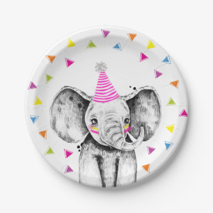 Party Animals Safari Wild Elephant Jungle Birthday Paper Plate