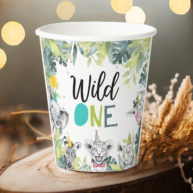 Party Animals Safari Wild One Boy Birthday Party Paper Cups (Creator Uploaded)