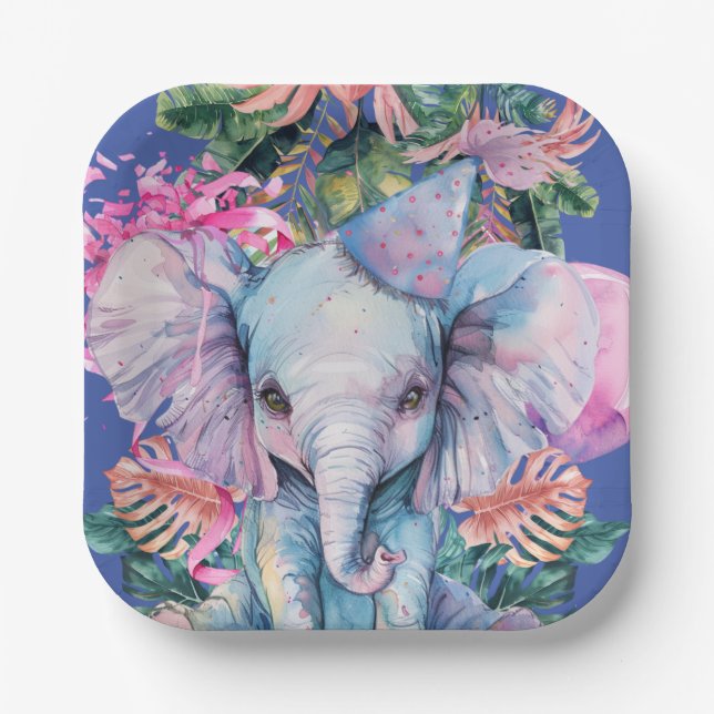 Party Animals Safari Wild One Boy Birthday Party Paper Plate (Front)