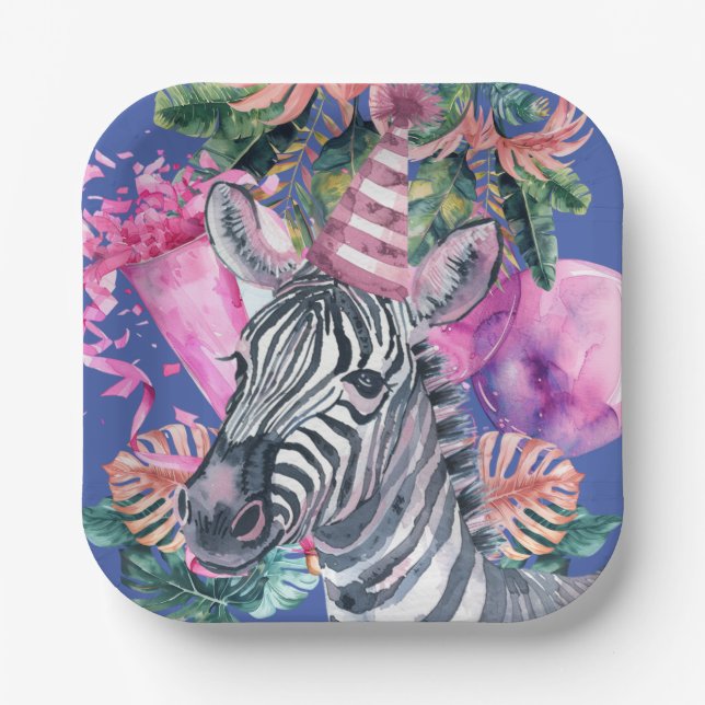 Party Animals Safari Wild One Boy Birthday Party Paper Plate (Front)