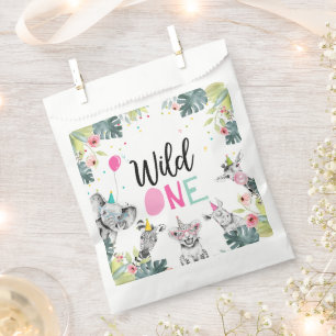 Party Animals Safari Wild One Girl First Birthday Favour Bags