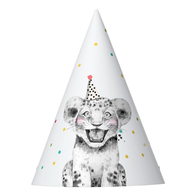 Party Animals Safari Wild One Jungle Zoo Birthday Hat (Front)