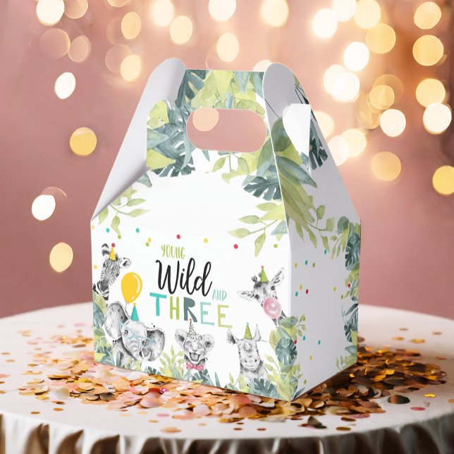 Party Animals Safari Young Wild and Three Birthday Favour Box (Creator Uploaded)