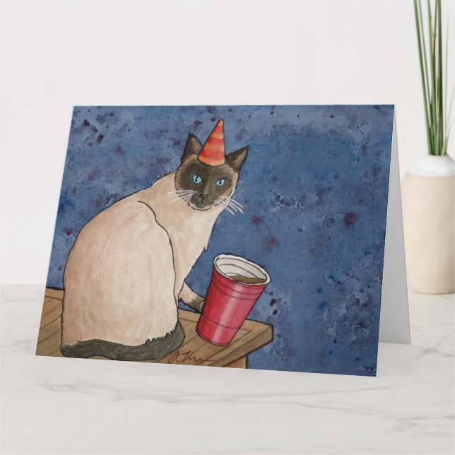 Party Animals: Siamese Cat Card 8.5"x11" (Front)