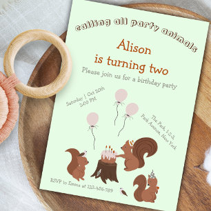 Party Animals Squirrel Birthday Party Invitation