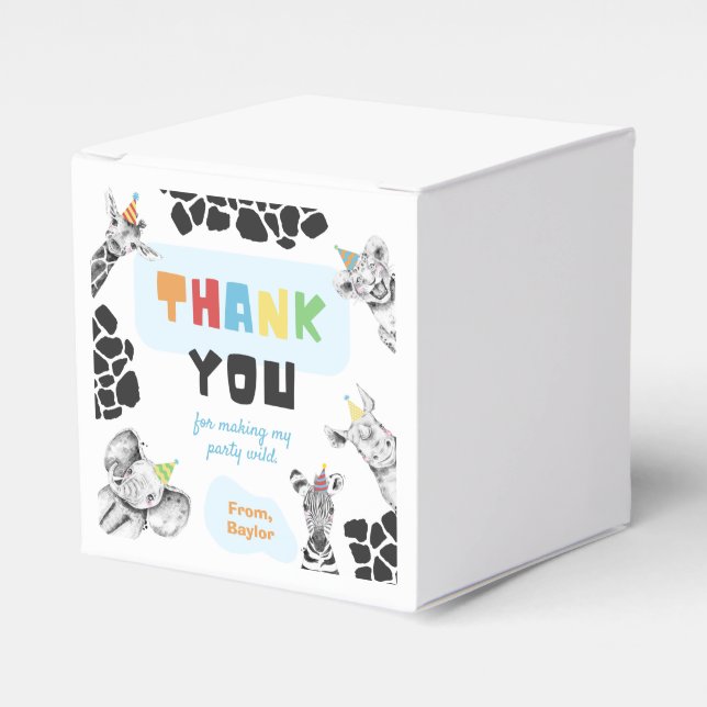 Party Animals Thank You Card | Jungle Thank You Favour Box (Front Side)