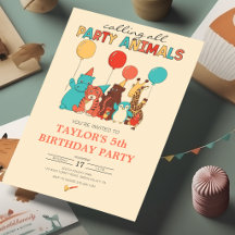 Party Animals Tiger, Penguin, Giraffe Birthday
