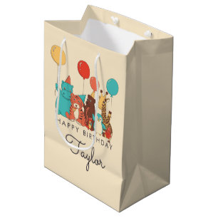 Party Animals Tiger, Penguin, Hippo Kids Birthday Medium Gift Bag