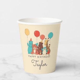 Party Animals Tiger, Penguin, Hippo Kids Birthday Paper Cups