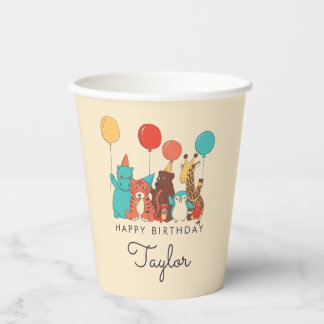 Party Animals Tiger, Penguin, Hippo Kids Birthday Paper Cups