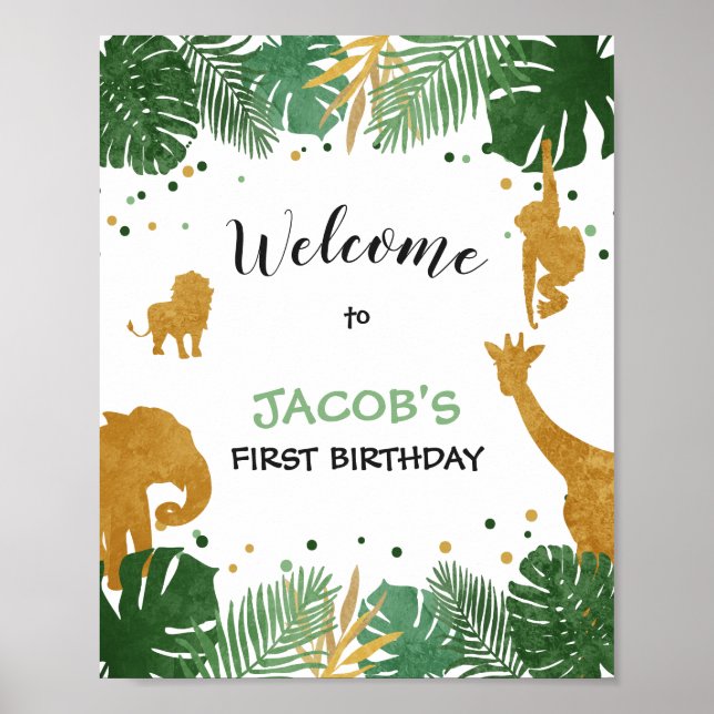 Party animals Welcome Sign Zoo Safari Jungle (Front)