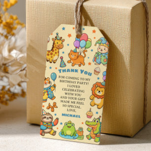 Party Animals Whimsical Kids' Birthday Thank You Gift Tags