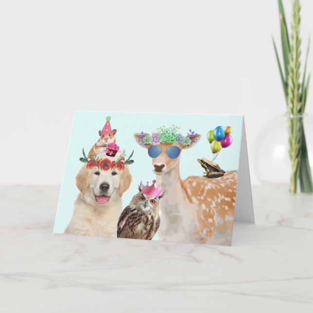 Party Animals Wild Birthday Card (Front)