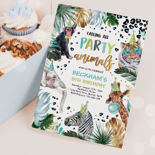 Party Animals Wild Safari Boy Birthday Party Invitation