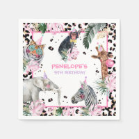 Party Animals Wild Safari Pink Girl Birthday Party