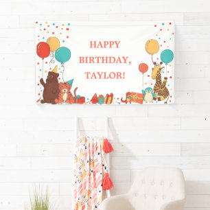 Party Animals with Balloons Personalised Birthday Banner