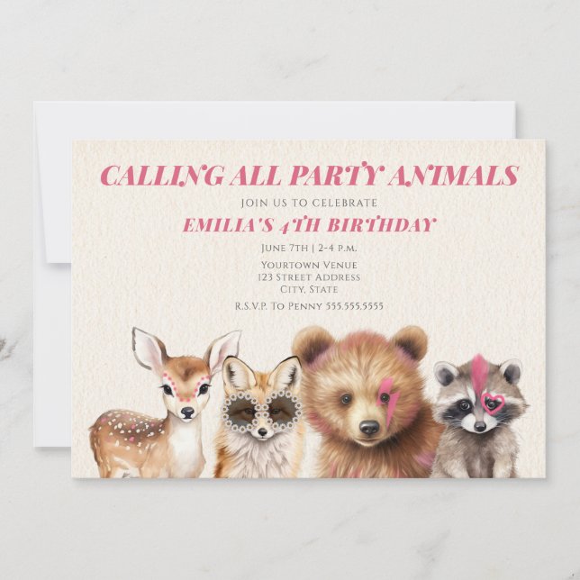 Party Animals Woodland Festival Birthday Party Invitation (Front)