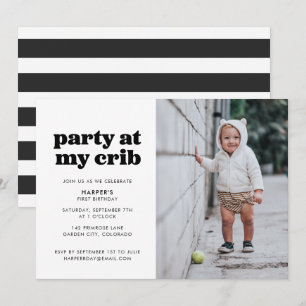 Party at My Crib 1st Birthday Party Invitation