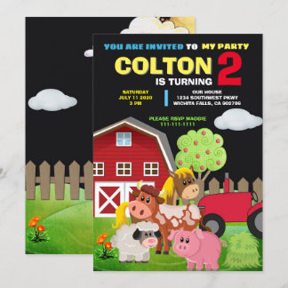 PARTY AT THE FARM BIRTHDAY INVITATION