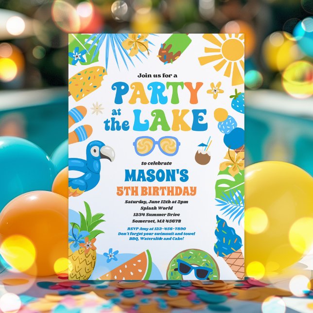 Party At The Lake Summer BBQ Birthday Party Invitation (Creator Uploaded)
