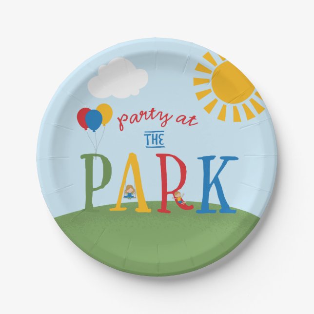 Party at the Park Birthday Cake Plate (Front)