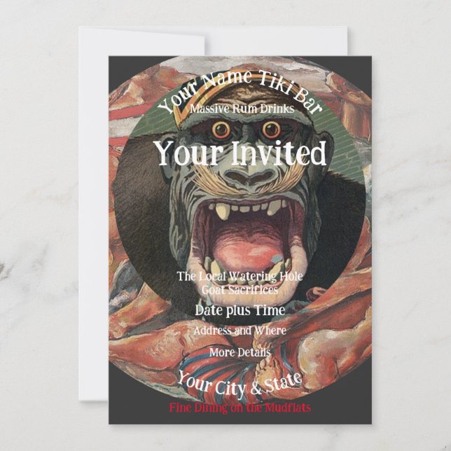Party at the Tiki Bar Rum Drinks Invitation (Front)