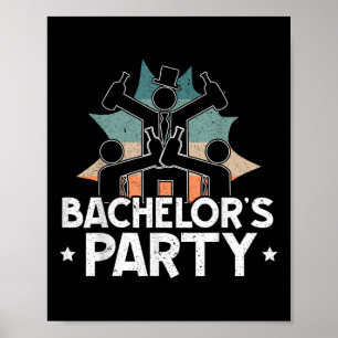 Party Bachelor Drinking Team Beer Bride Groom Poster