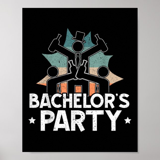 Party Bachelor Drinking Team Beer Bride Groom  Poster (Front)