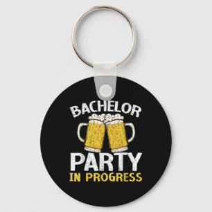 Party Bachelor In Progress Beer Wedding Groom Brid Key Ring