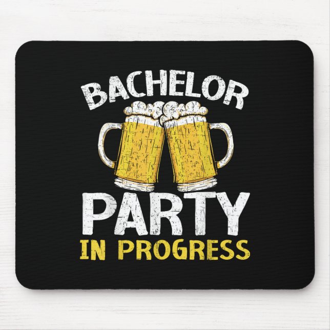 Party Bachelor In Progress Beer Wedding Groom Brid Mouse Mat (Front)