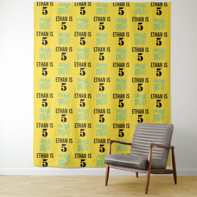 Party Backdrop Step and Repeat Boy Birthday Tapestry (In Situ)
