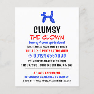 Party Balloon Kids Entertainer, Clown Advertising  Flyer