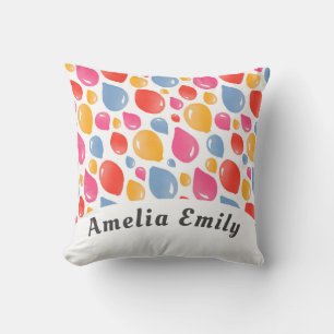 Party Balloon Pattern Kid`s Name   Cushion