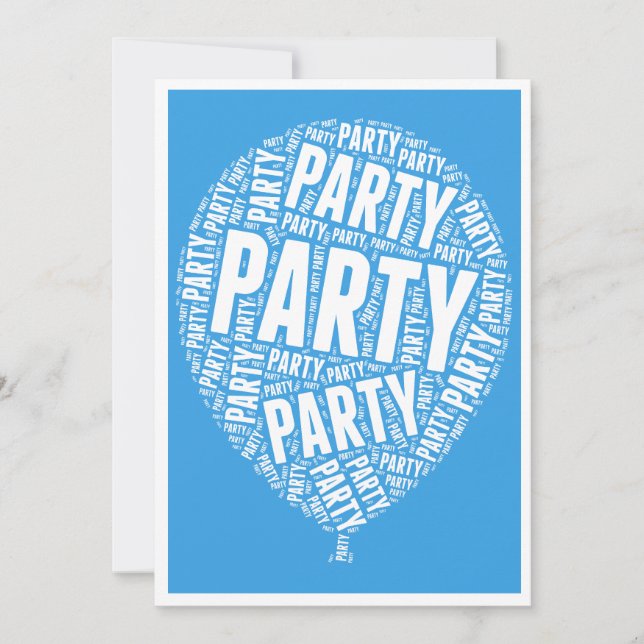 Party Balloon with Blue background Invitation (Front)