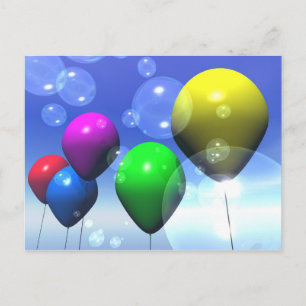 Party Balloons & Bubbles Postcard