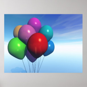 Party Balloons Bunch Print