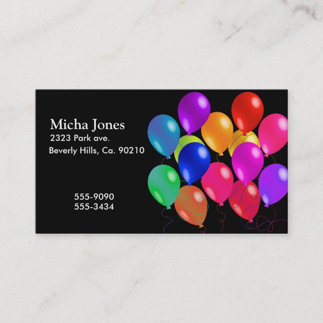 Party Balloons In A Rainbow Of Colours Business Card (Front)