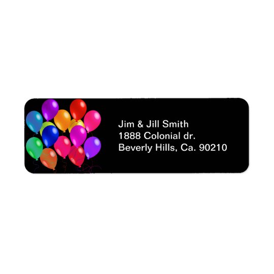 Party Balloons In A Rainbow Of Colours Return Address Label