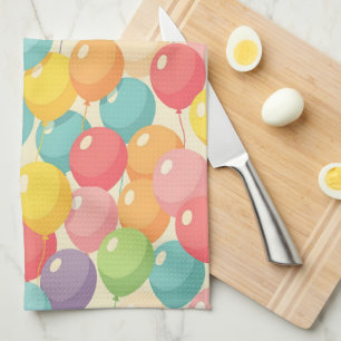 Party balloons in different colors tea towel