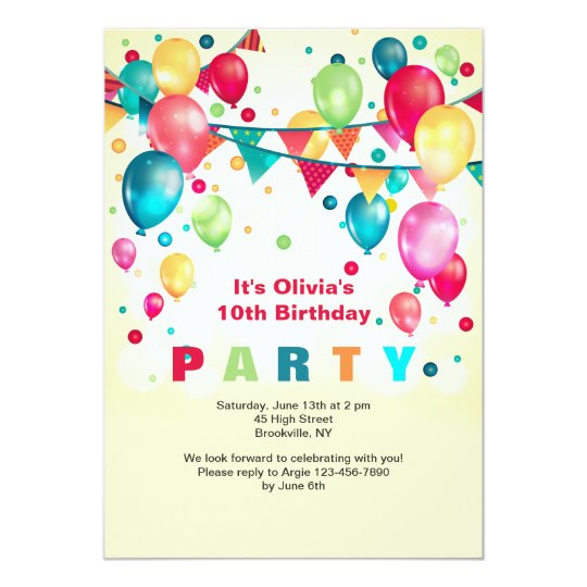 Party Balloons Invitation | Zazzle.co.uk