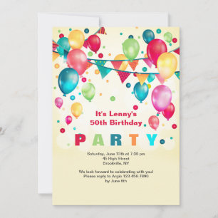 Party Balloons Invitation