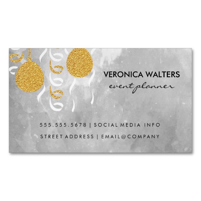Party Balloons / Masquerade Masks Magnetic Business Card (Front)
