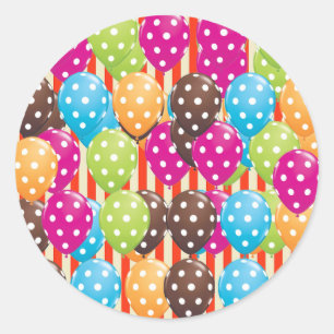 Party Balloons Stripes dots Holidays birthday Fun Classic Round Sticker