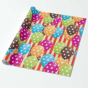 Party Balloons Stripes dots Holidays birthday Fun Wrapping Paper