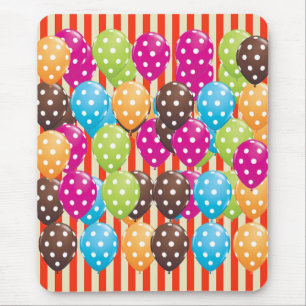 Party Balloons Stripes polka dots circus Fun Mouse Mat