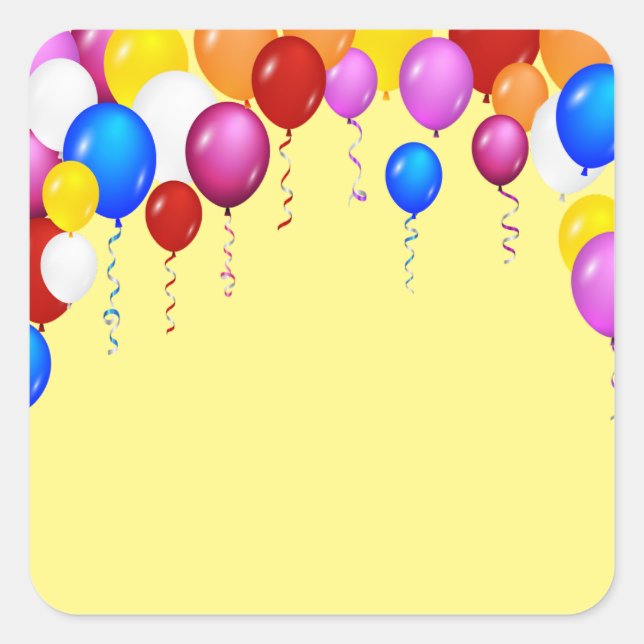 PARTY BALLOONS TOP SQUARE STICKER (Front)