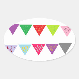Party banner deco oval sticker