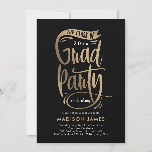 Party Banner EDITABLE COLOR Graduation Invitation (Front)