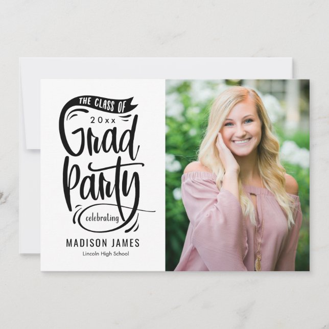 Party Banner EDITABLE COLOR Graduation Invitation (Front)