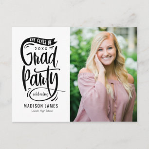 Party Banner Graduation Announcement Invitation Po Postcard